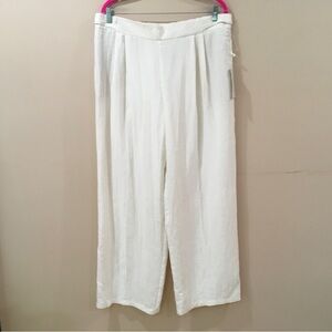 Joie Pants Pleated Wide Leg Ivory Women XL Linen Blend Coastal Beach Basic NWT